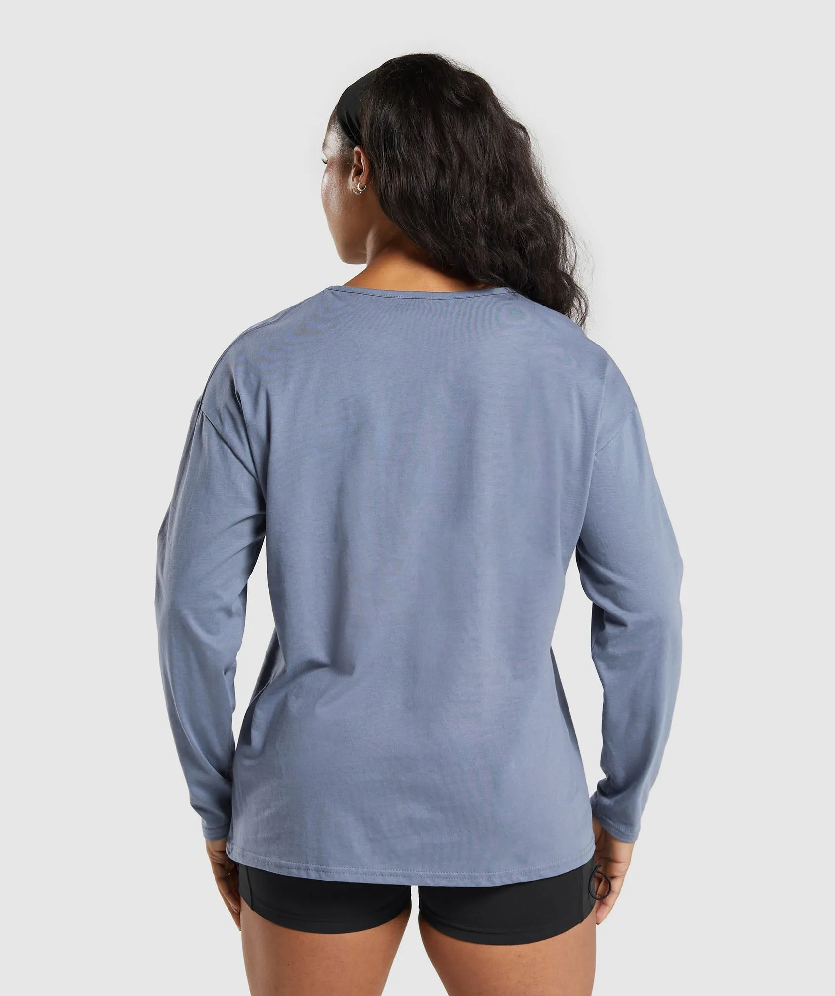 Gymshark Training Oversized Cotton Long Sleeve Top - Iron Blue sold by Gymshark product image thumbnail 2