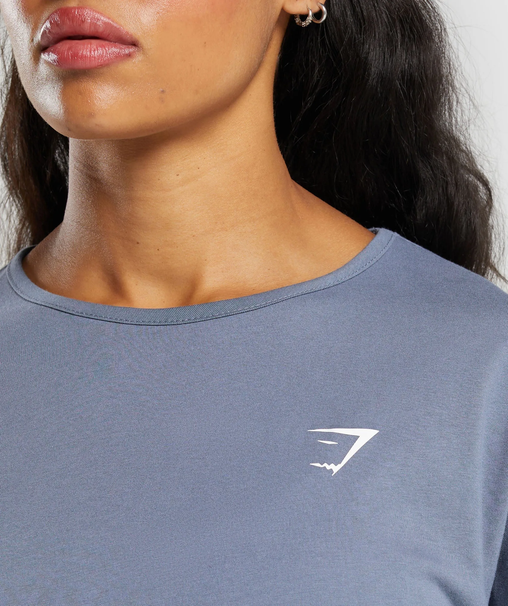 Gymshark Training Oversized Cotton Long Sleeve Top - Iron Blue sold by Gymshark product image thumbnail 5