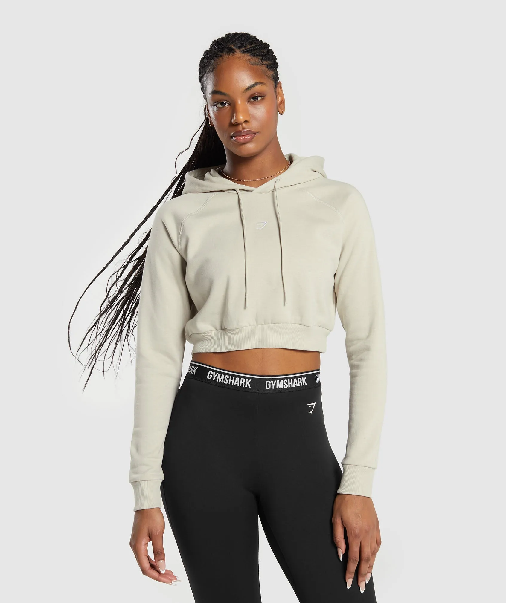 Gymshark Training Fleece Cropped Hoodie - Pebble Grey sold by Gymshark
