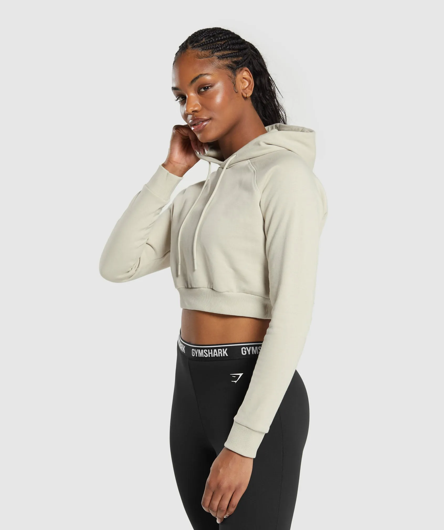 Gymshark Training Fleece Cropped Hoodie - Pebble Grey sold by Gymshark product image thumbnail 3