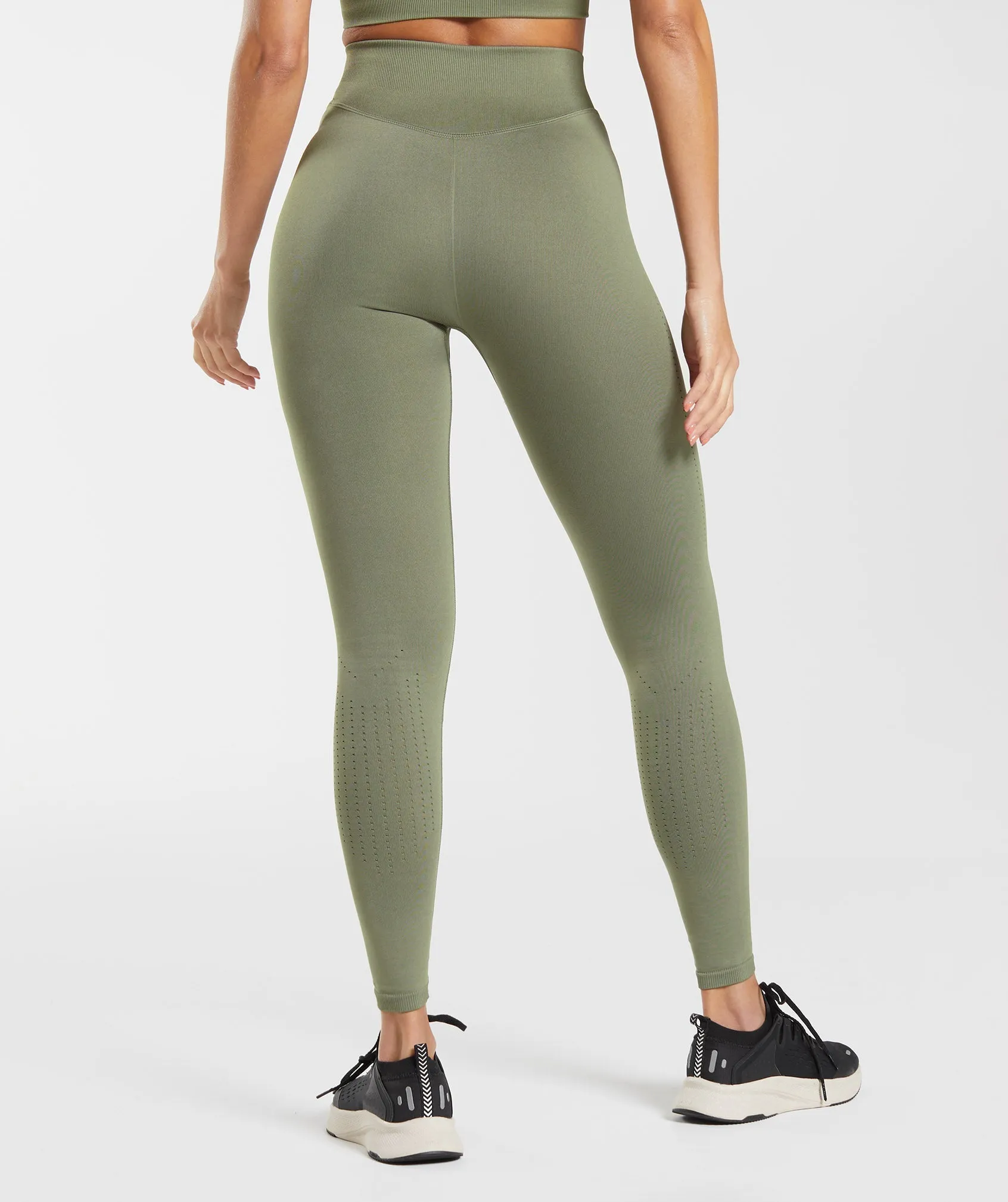 Gymshark Sweat Seamless Leggings - Dusty Olive sold by Gymshark product image thumbnail 2