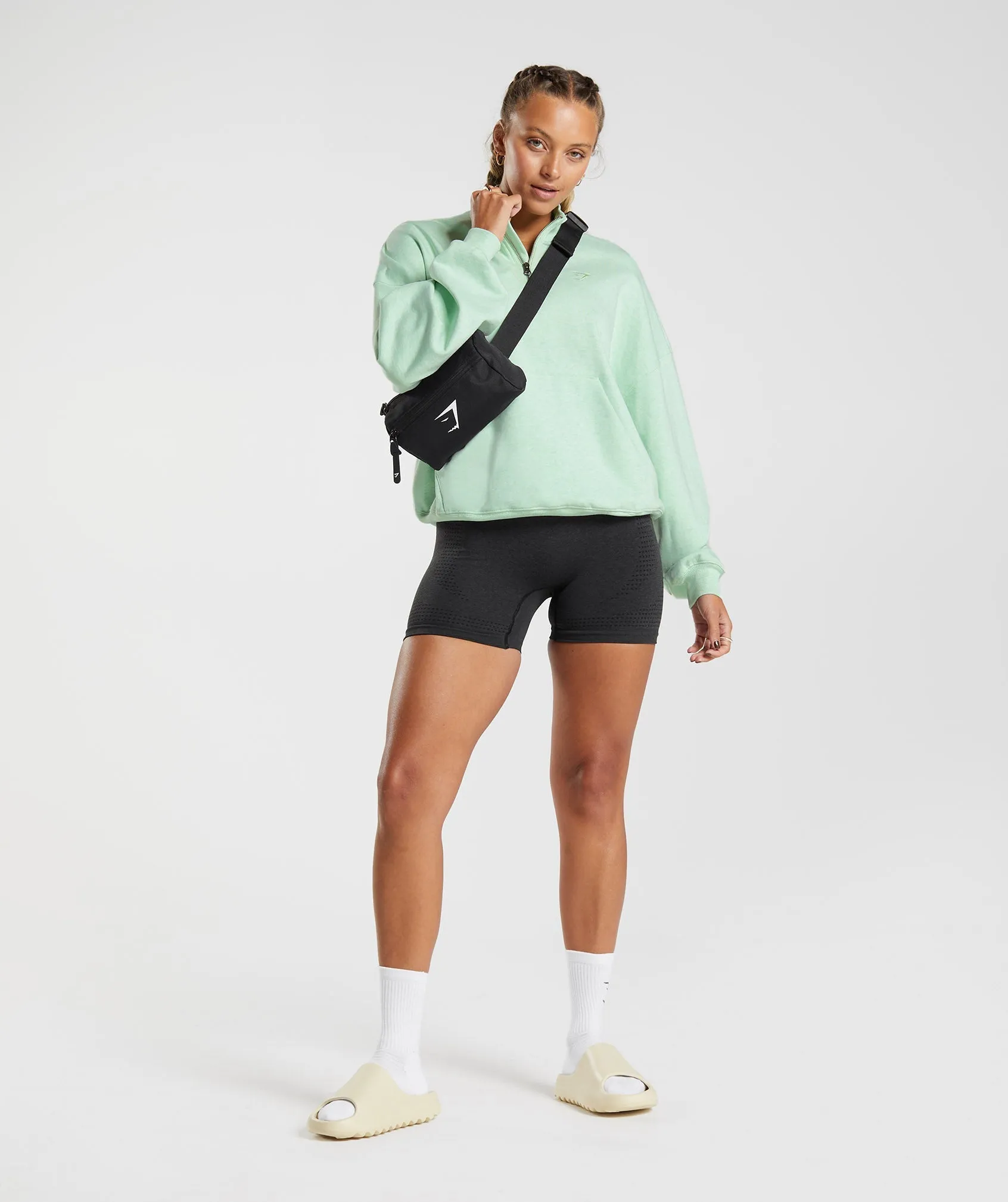 Gymshark Rest Day Sweats 1/2 Zip Pullover - Refreshing Green Marl sold by Gymshark product image thumbnail 5