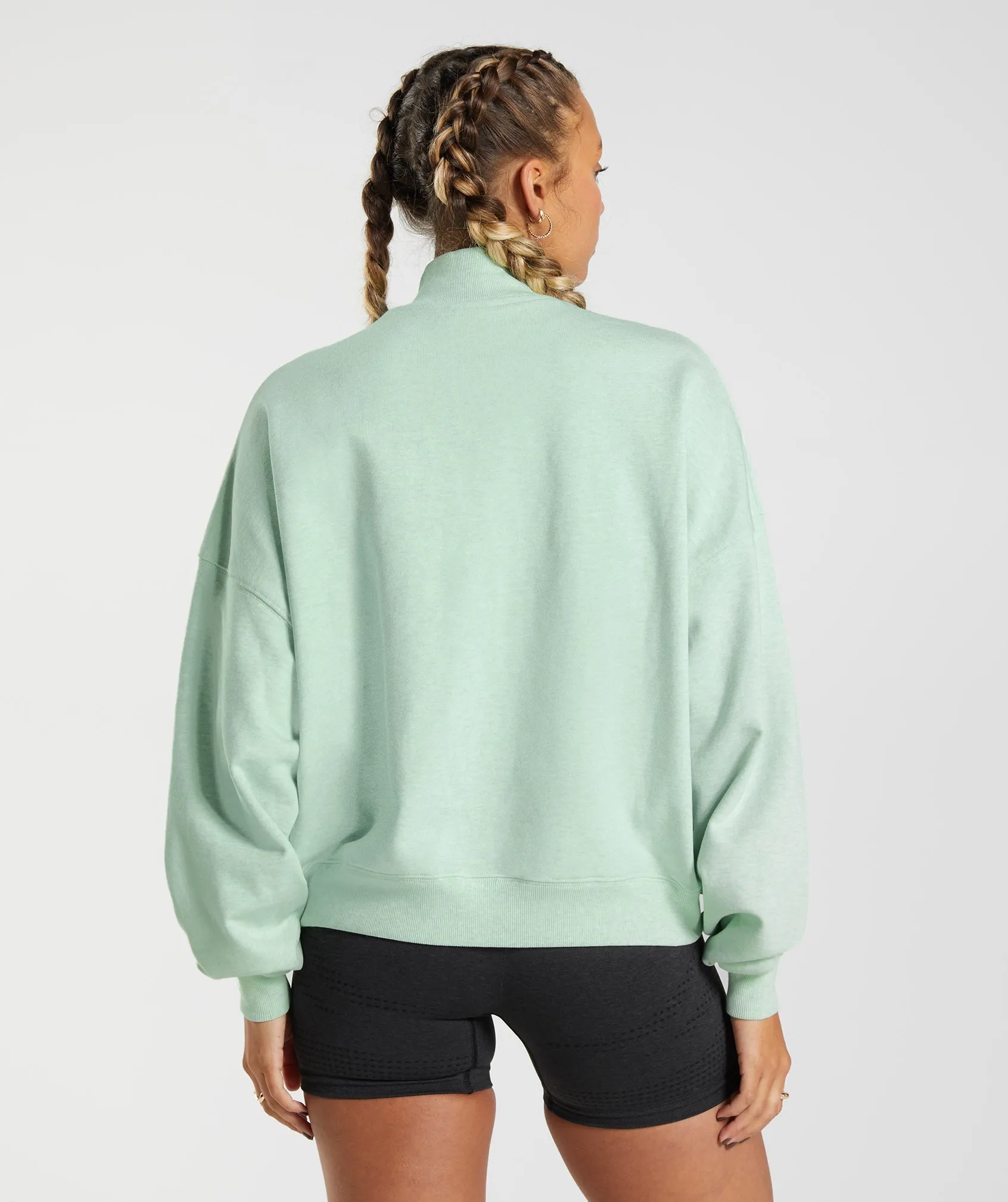 Gymshark Rest Day Sweats 1/2 Zip Pullover - Refreshing Green Marl sold by Gymshark product image thumbnail 3