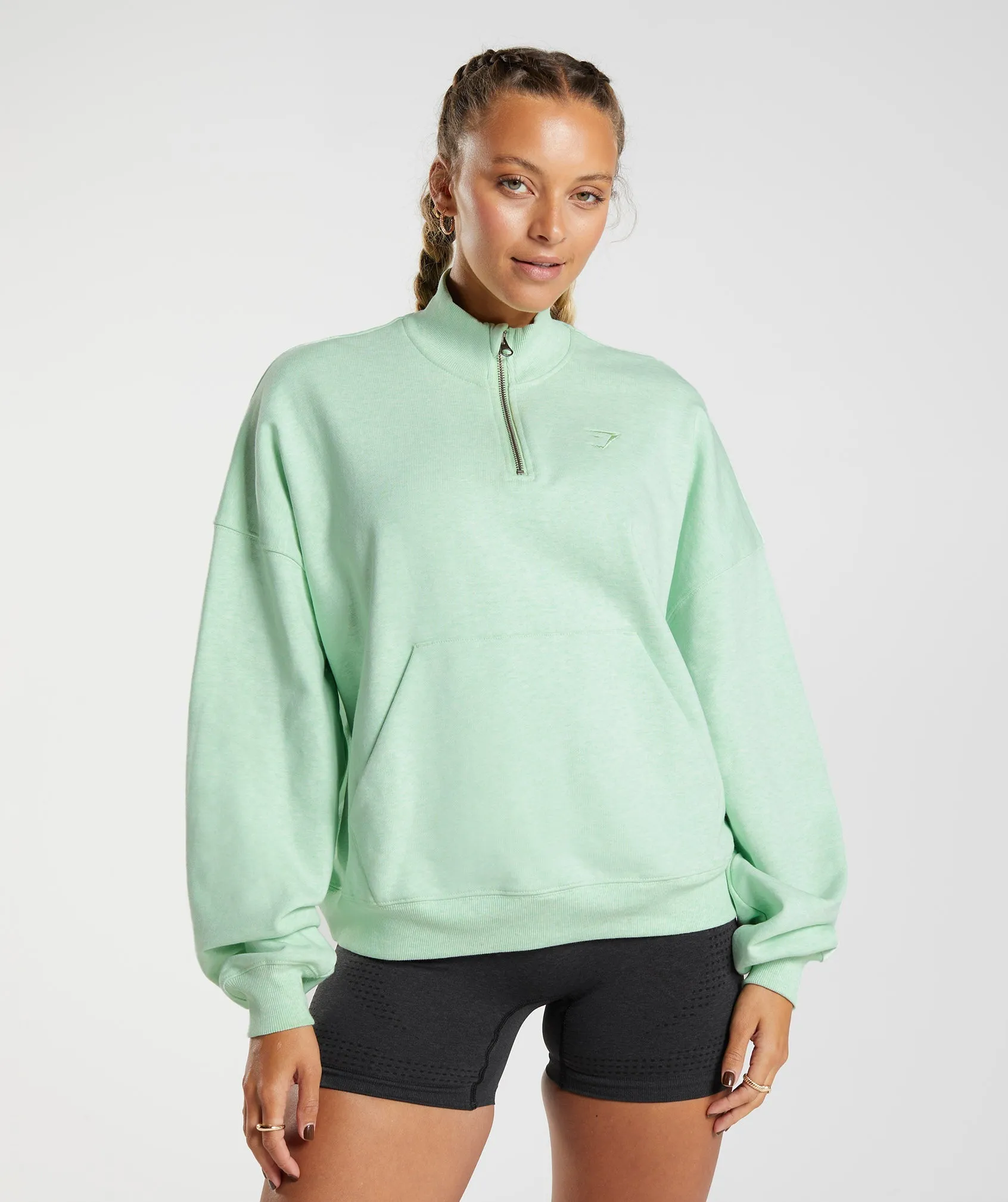 Gymshark Rest Day Sweats 1/2 Zip Pullover - Refreshing Green Marl sold by Gymshark product image thumbnail 2