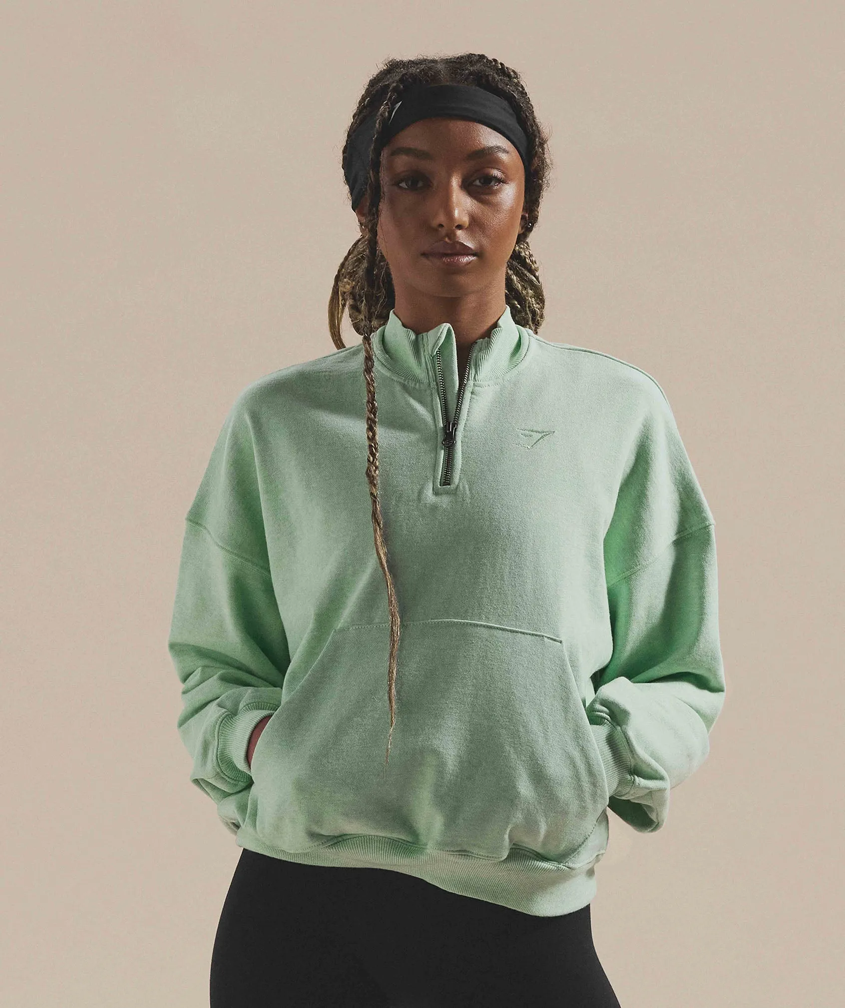 Gymshark Rest Day Sweats 1/2 Zip Pullover - Refreshing Green Marl sold by Gymshark