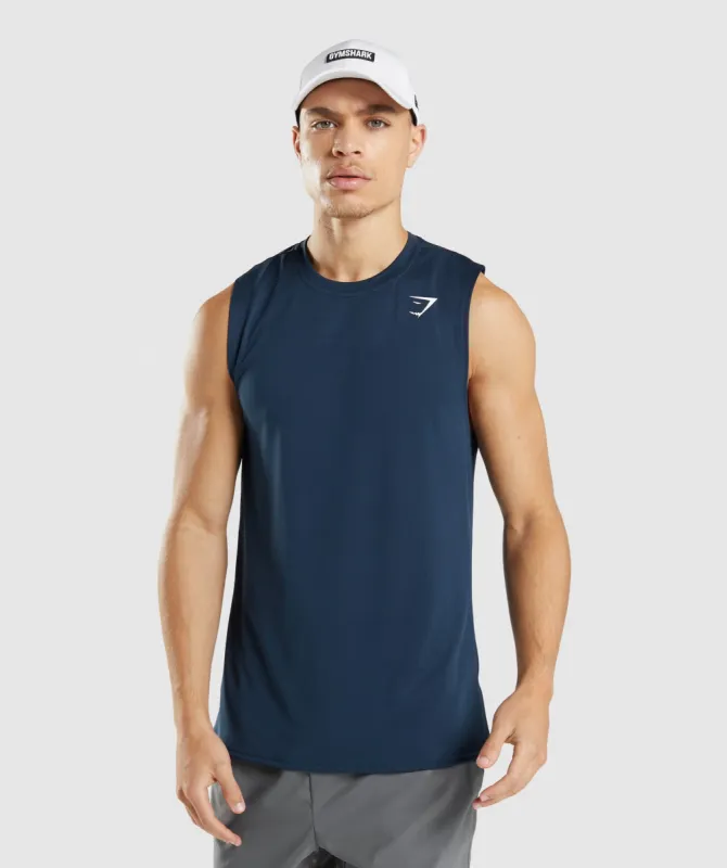 Gymshark Arrival Sleeveless T-Shirt - Navy sold by Gymshark