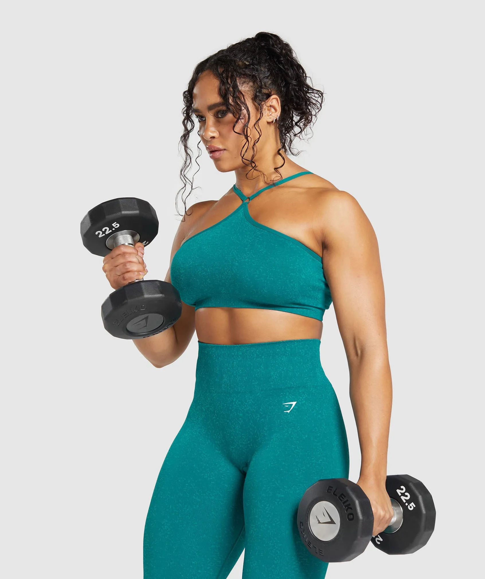 Gymshark Adapt Fleck Seamless Halterneck Bralette - Ocean Teal/Artificial Teal sold by Gymshark product image thumbnail 4