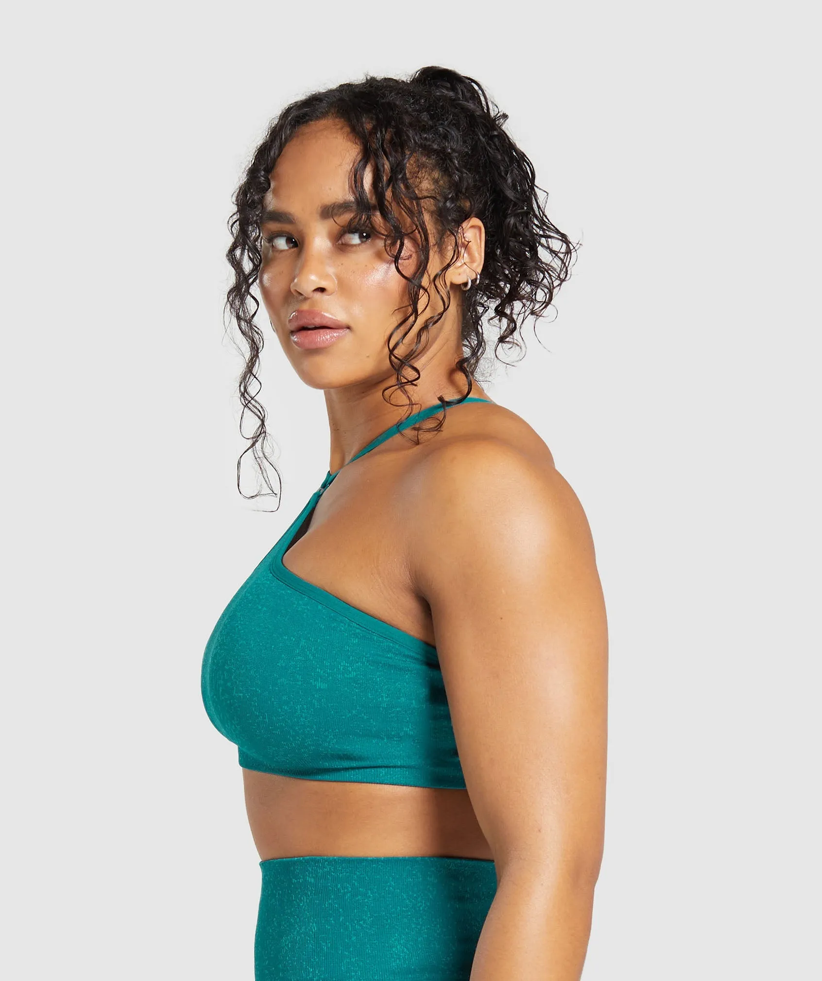 Gymshark Adapt Fleck Seamless Halterneck Bralette - Ocean Teal/Artificial Teal sold by Gymshark product image thumbnail 3