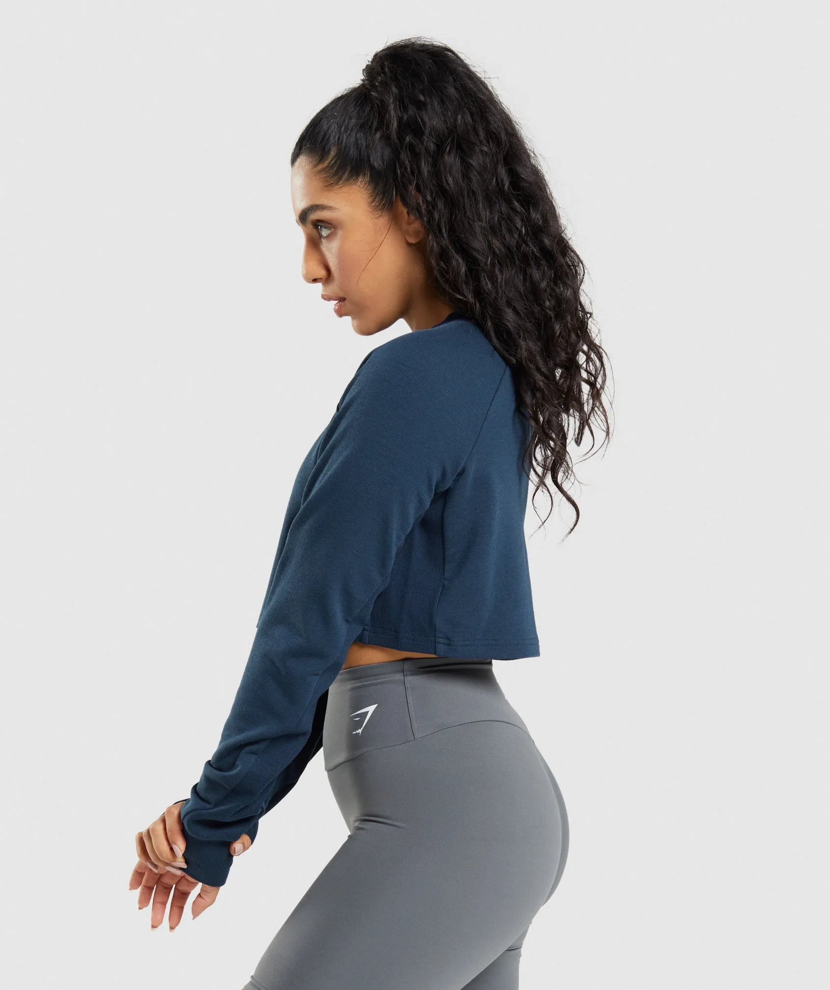 Gymshark Training Cropped Sweater - Navy sold by Gymshark product image thumbnail 3