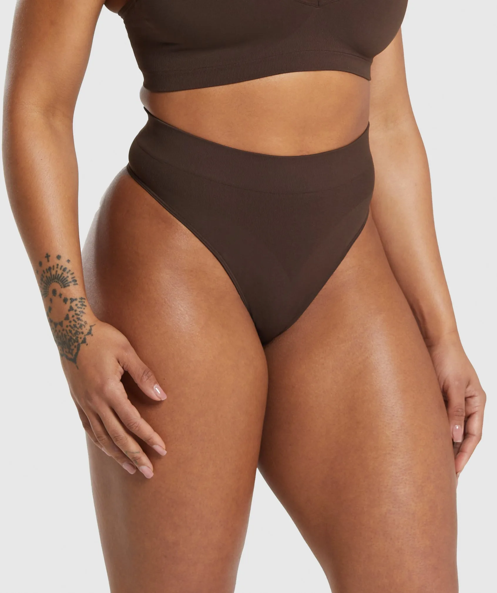 Gymshark Seamless High Waisted Thong - Archive Brown sold by Gymshark product image thumbnail 3