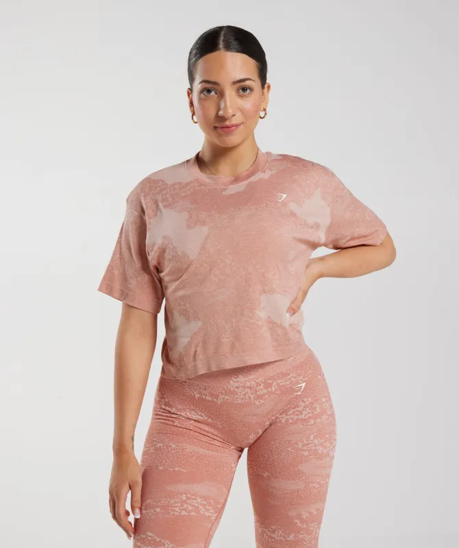 Gymshark Adapt Camo Seamless Crop Top - Misty Pink/Hazy Pink sold by Gymshark