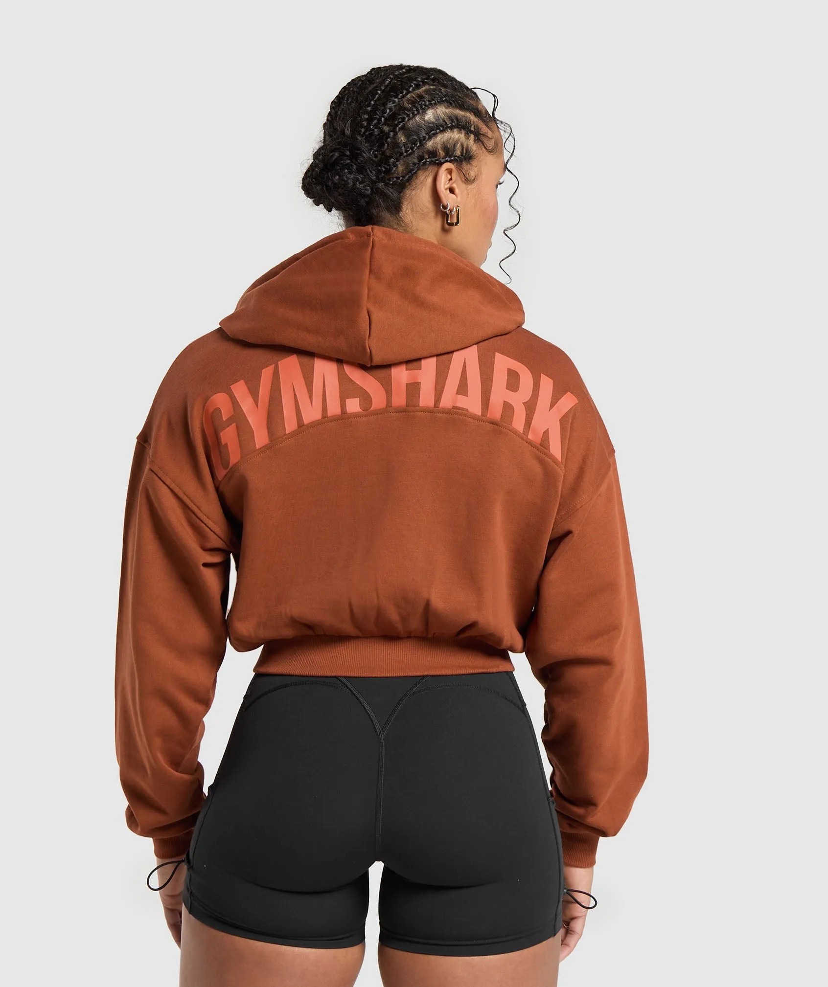 Gymshark Gymshark Power Midi Zip Hoodie - Copper Brown sold by Gymshark