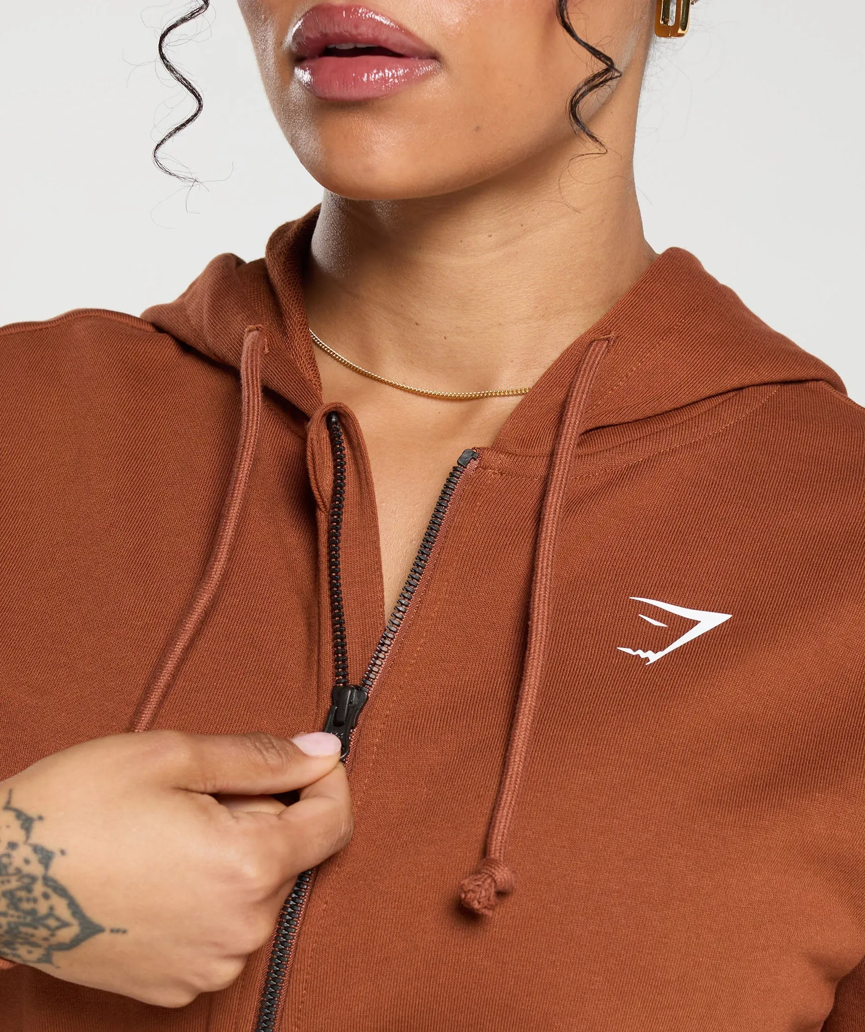 Gymshark Gymshark Power Midi Zip Hoodie - Copper Brown sold by Gymshark product image thumbnail 5