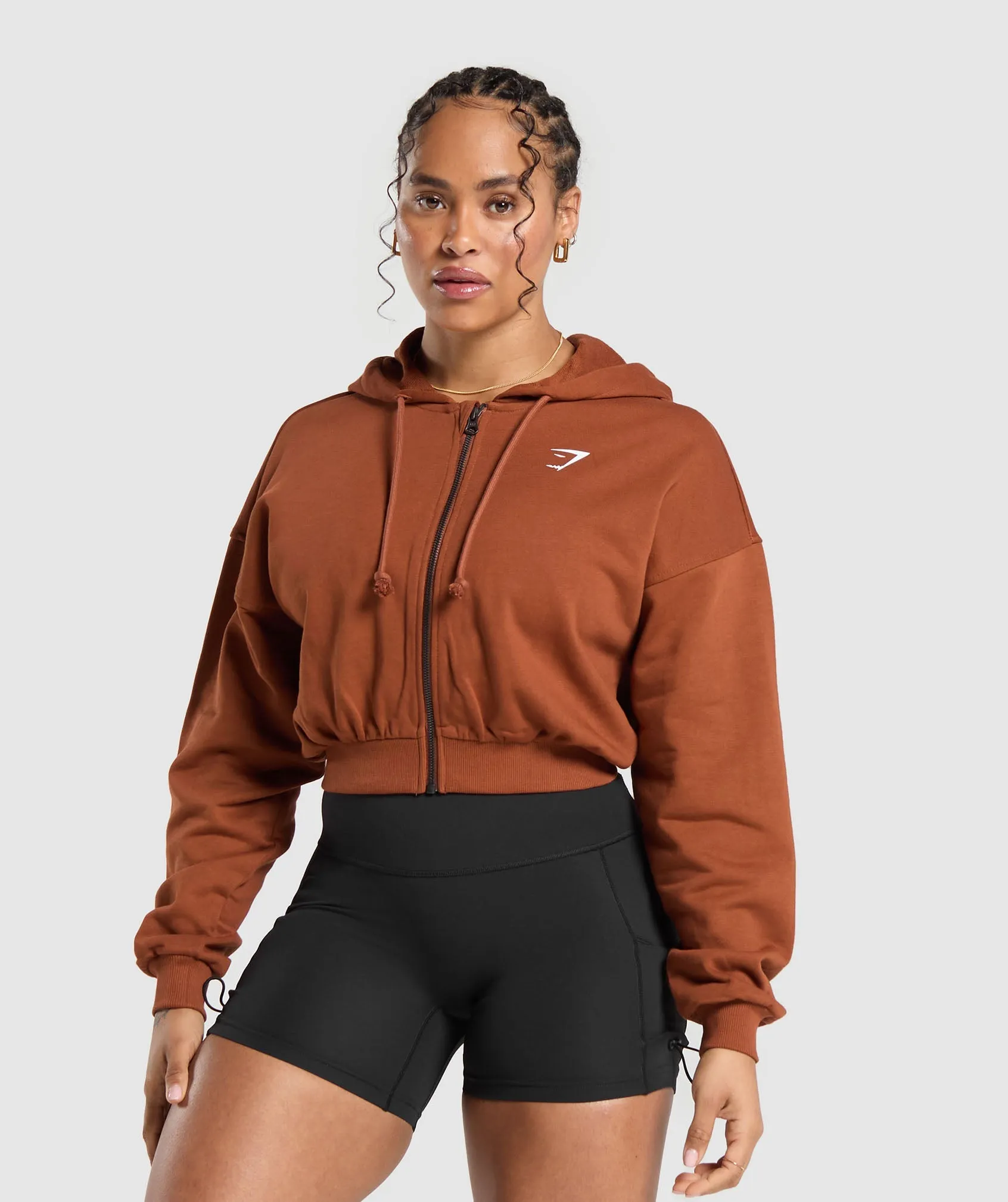 Gymshark Gymshark Power Midi Zip Hoodie - Copper Brown sold by Gymshark product image thumbnail 2
