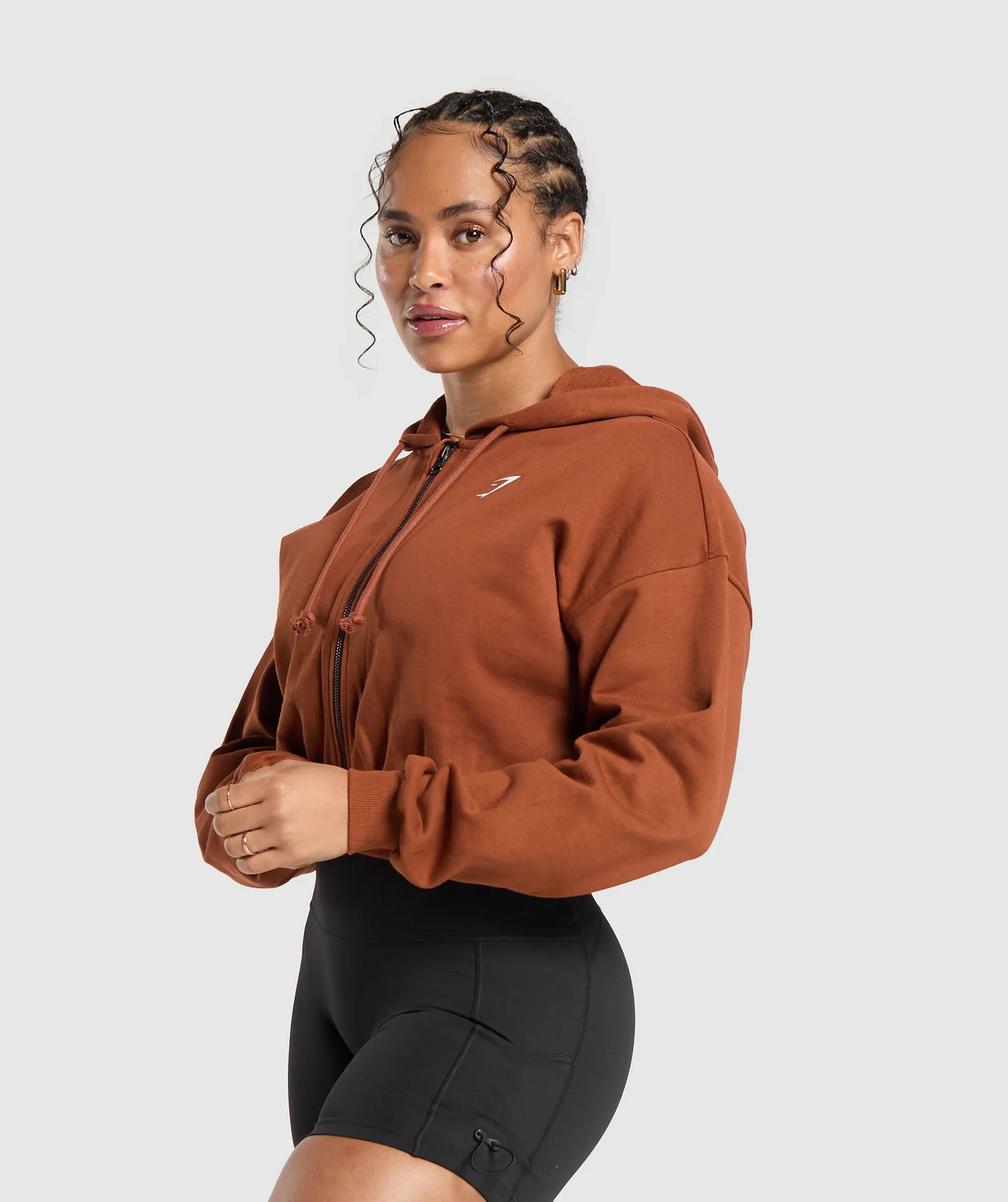 Gymshark Gymshark Power Midi Zip Hoodie - Copper Brown sold by Gymshark product image thumbnail 3