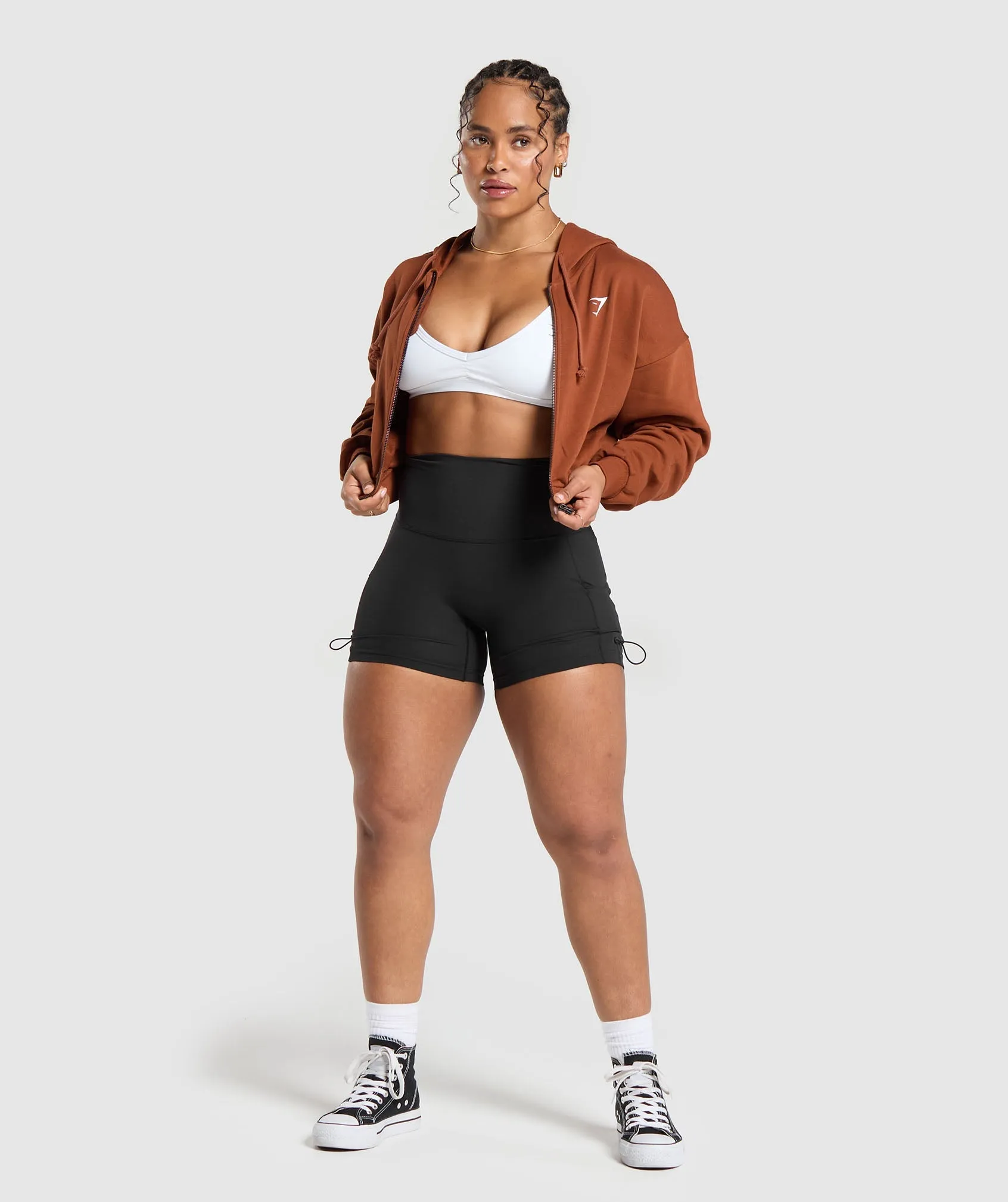 Gymshark Gymshark Power Midi Zip Hoodie - Copper Brown sold by Gymshark product image thumbnail 4