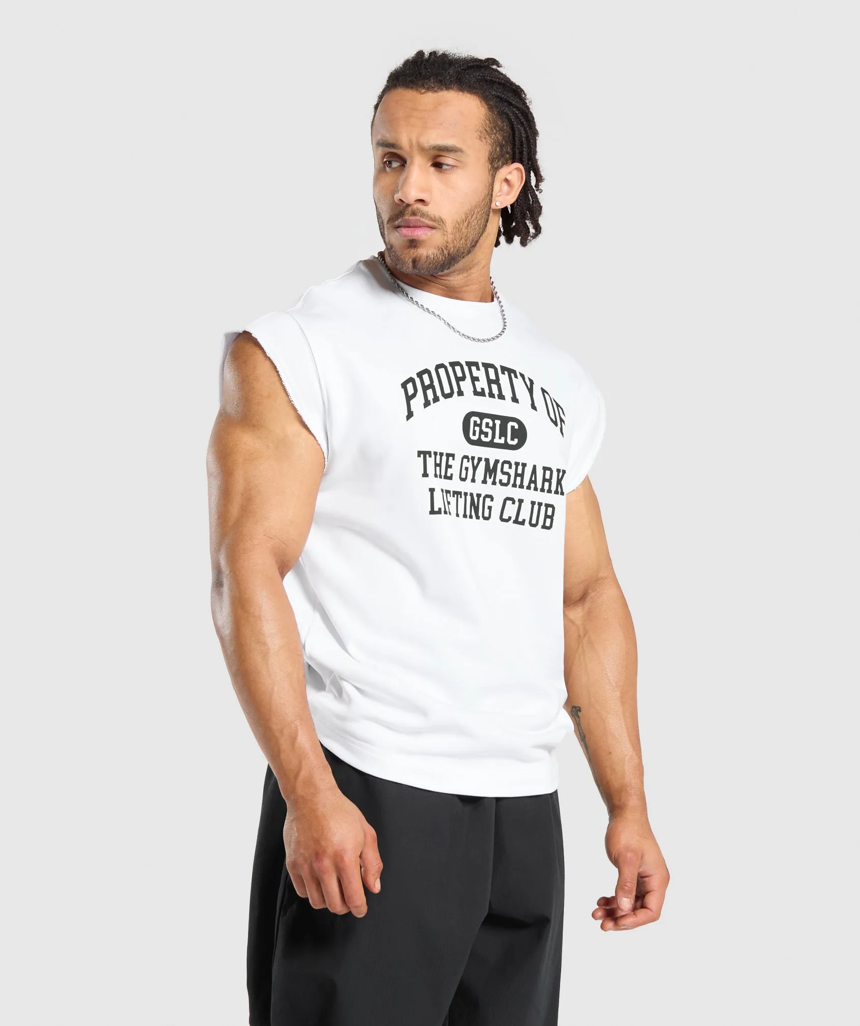 Gymshark Graphic Cut Off Tank- White sold by Gymshark product image thumbnail 3