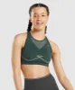 Gymshark Apex Seamless Sports Bra - Obsidian Green/Cucumber Green sold by Gymshark