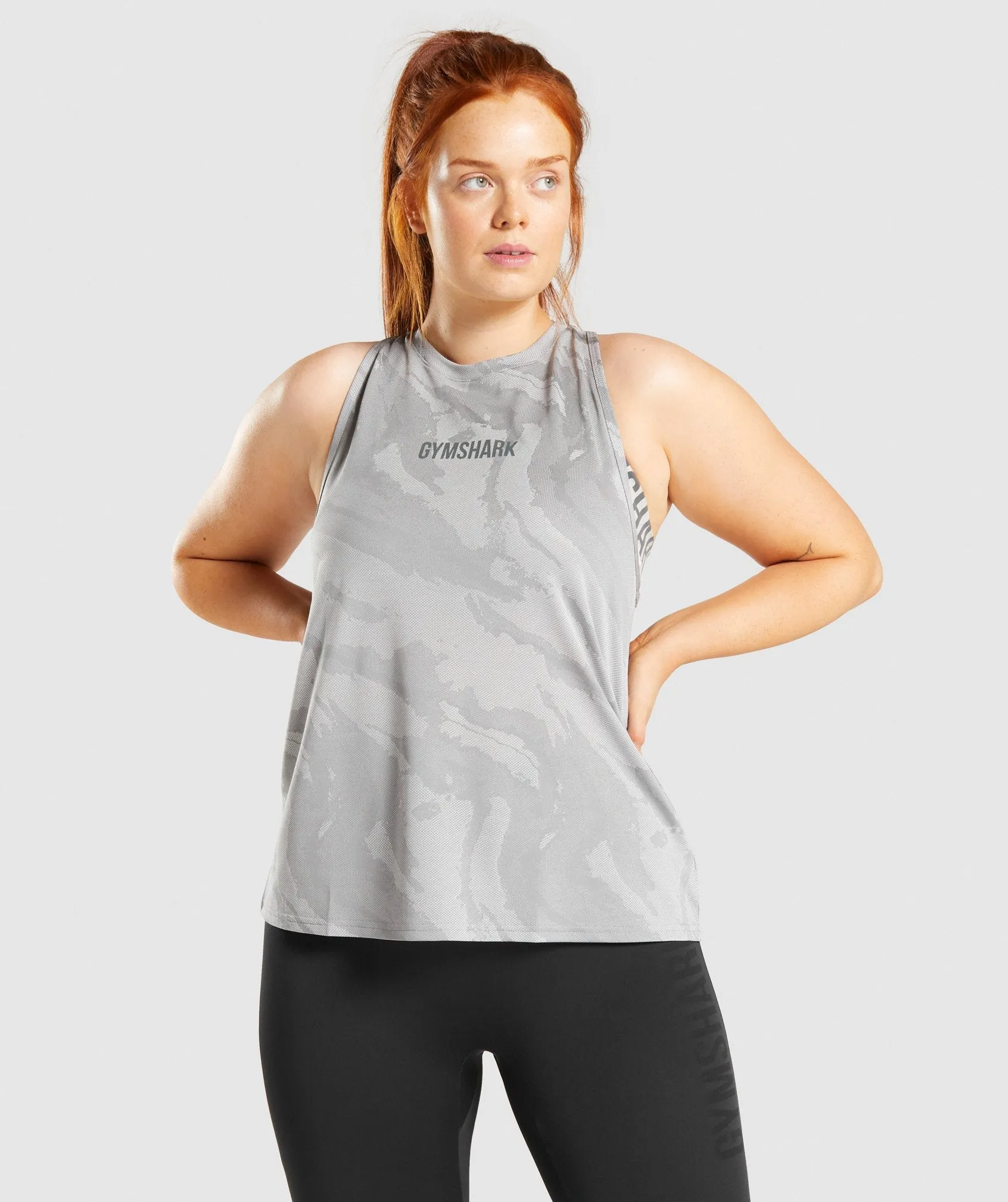 GS Power Tank - Smokey Grey Print sold by Gymshark