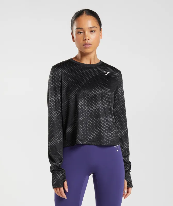 Gymshark Sport Printed Long Sleeve T-Shirt - Black Print sold by Gymshark