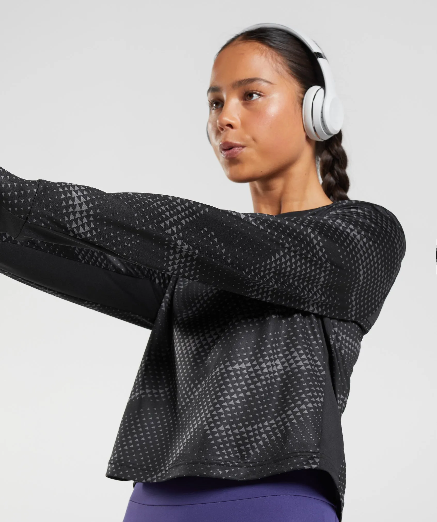 Gymshark Sport Printed Long Sleeve T-Shirt - Black Print sold by Gymshark product image thumbnail 3
