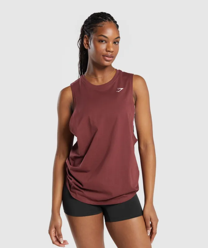 Gymshark Training Drop Arm Tank - Burgundy Brown sold by Gymshark