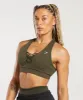 Gymshark Adapt Camo Seamless Ribbed Sports Bra - Winter Olive/Soul Brown sold by Gymshark