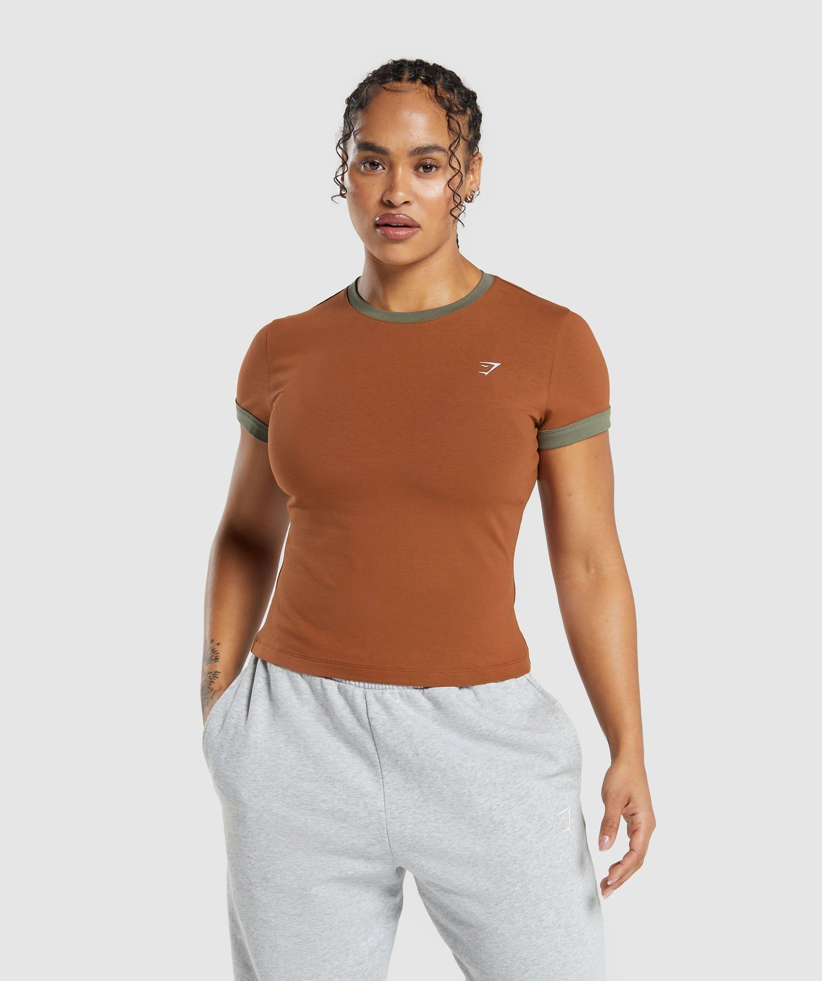 Gymshark Lifting Baby T-Shirt - Copper Brown/Camo Brown sold by Gymshark