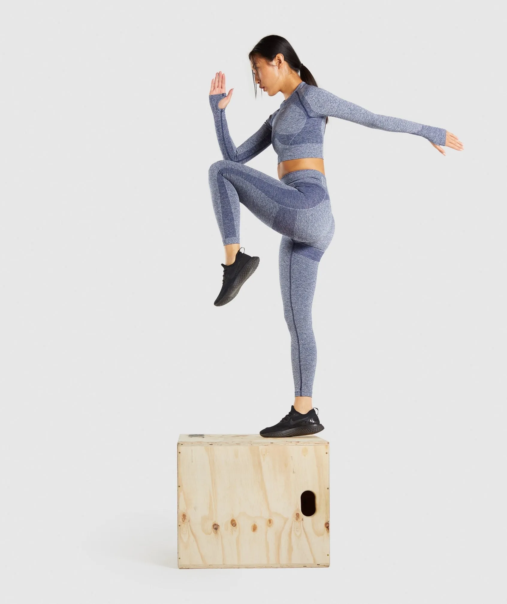Gymshark Flex High Waisted Leggings - Navy Marl/Light Grey sold by Gymshark product image thumbnail 4