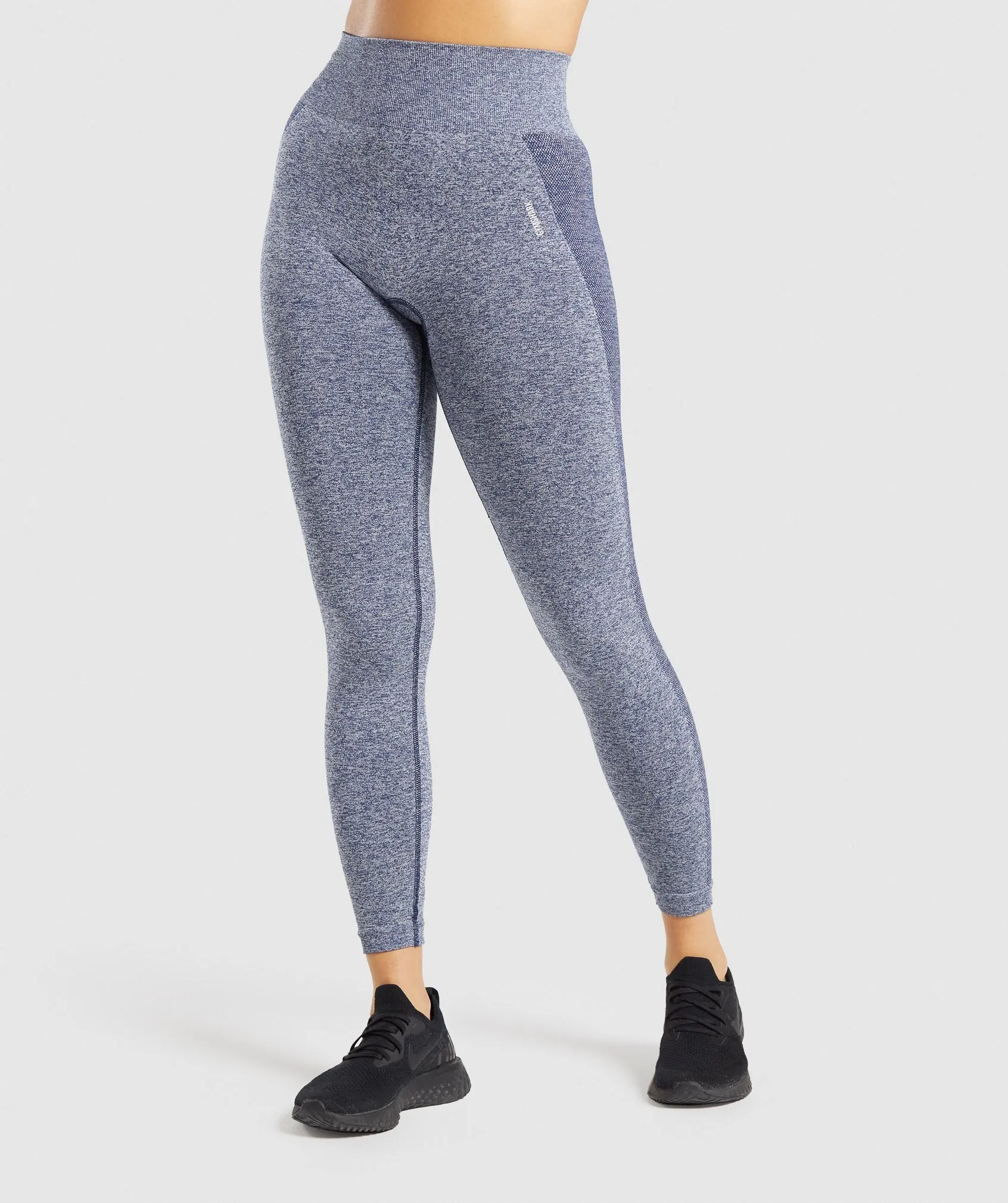 Gymshark Flex High Waisted Leggings Navy Marl/Light Grey Parallel