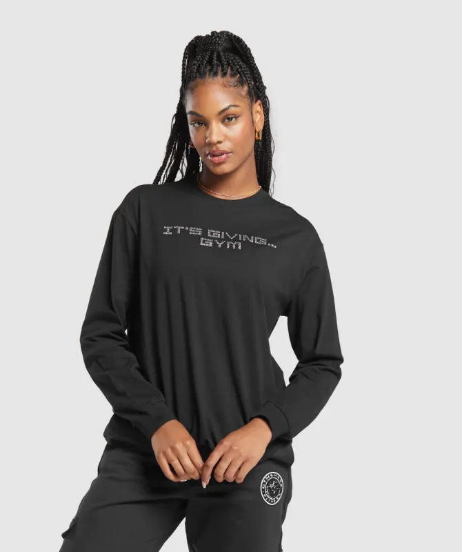 Gymshark Its Giving Gym Long Sleeve Top - Black sold by Gymshark