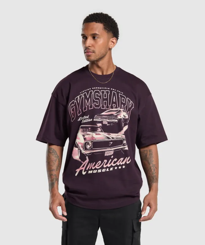 Gymshark American Muscle Extreme Oversized T-Shirt - Plum Brown made by Gymshark