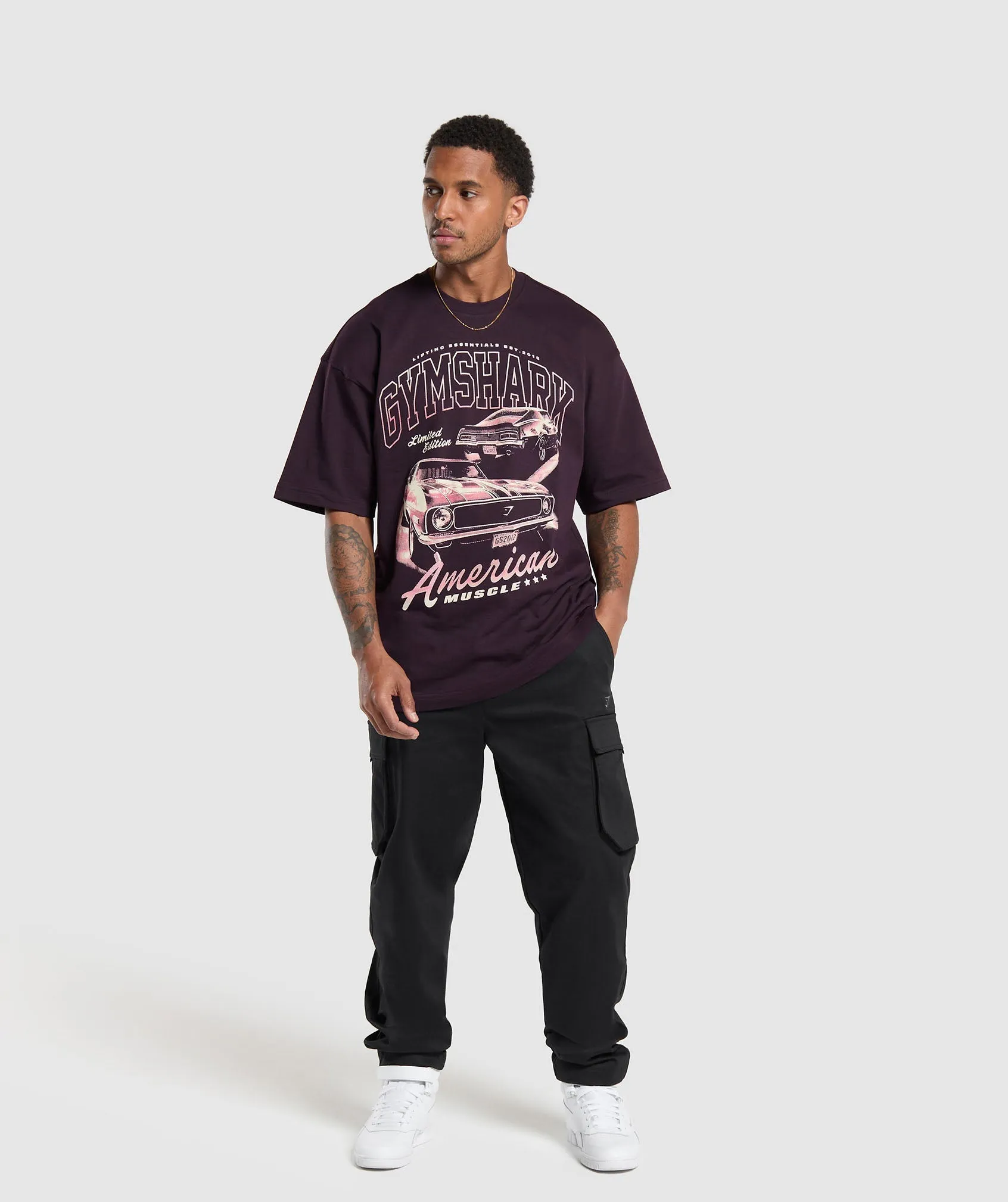 Gymshark American Muscle Extreme Oversized T-Shirt - Plum Brown sold by Gymshark product image thumbnail 4