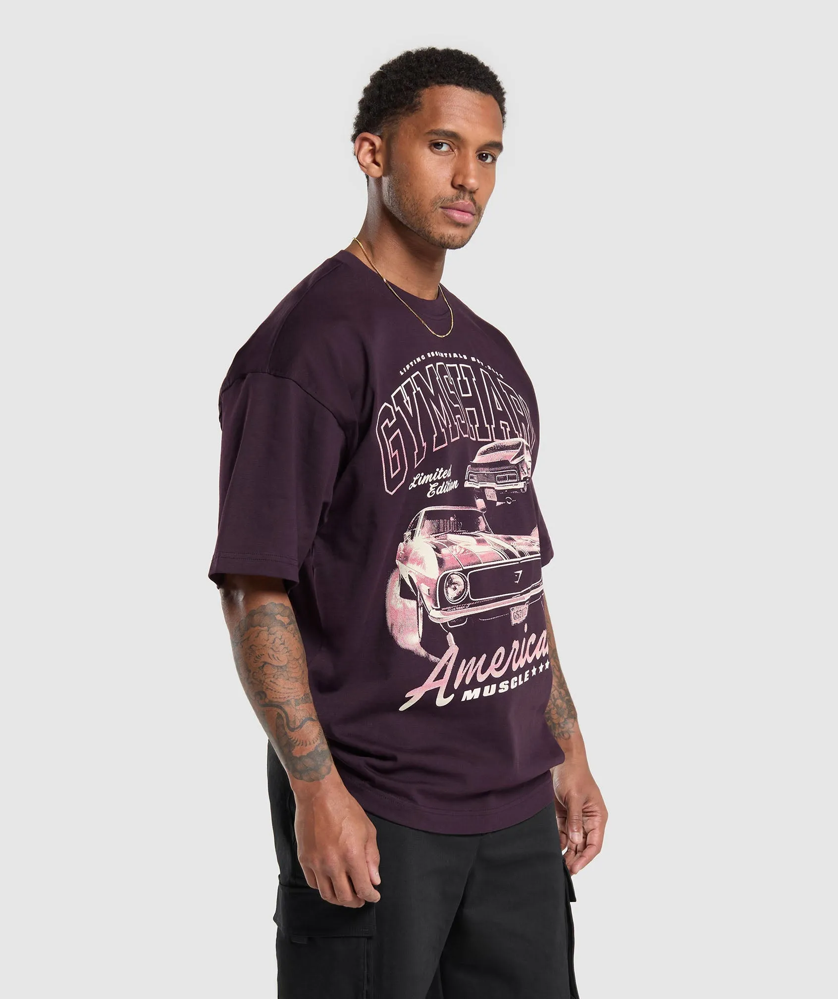 Gymshark American Muscle Extreme Oversized T-Shirt - Plum Brown sold by Gymshark product image thumbnail 3