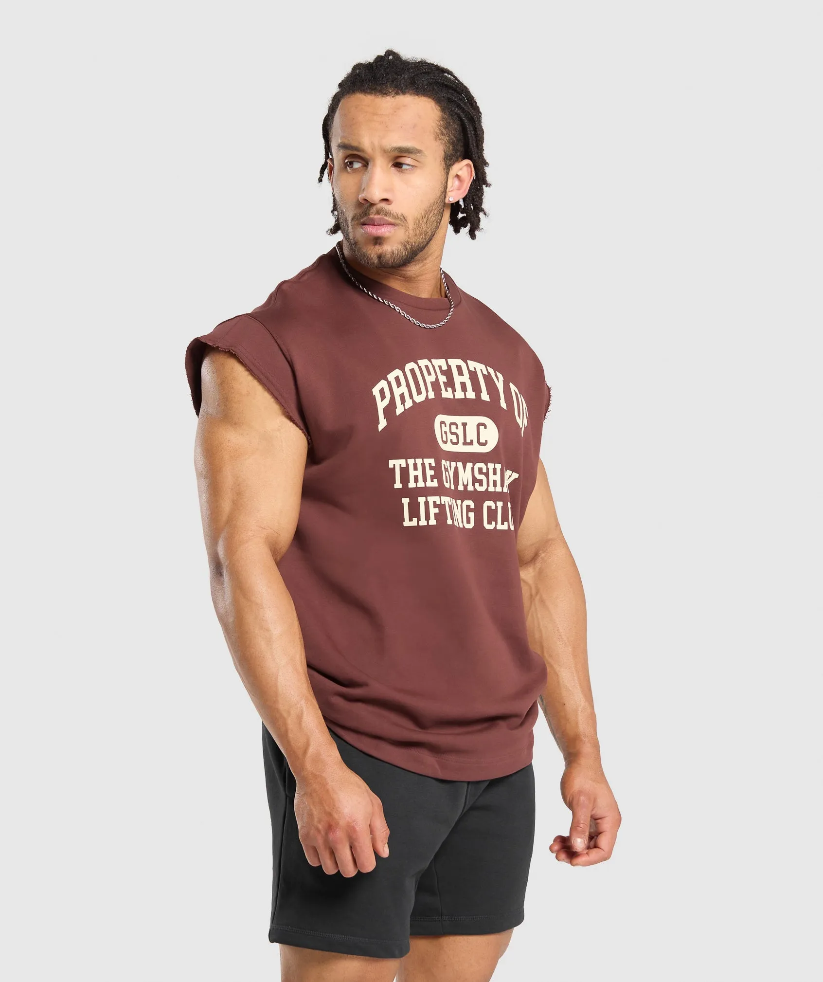 Property Of Cut Off Tank - Burgundy Brown sold by Gymshark product image thumbnail 2