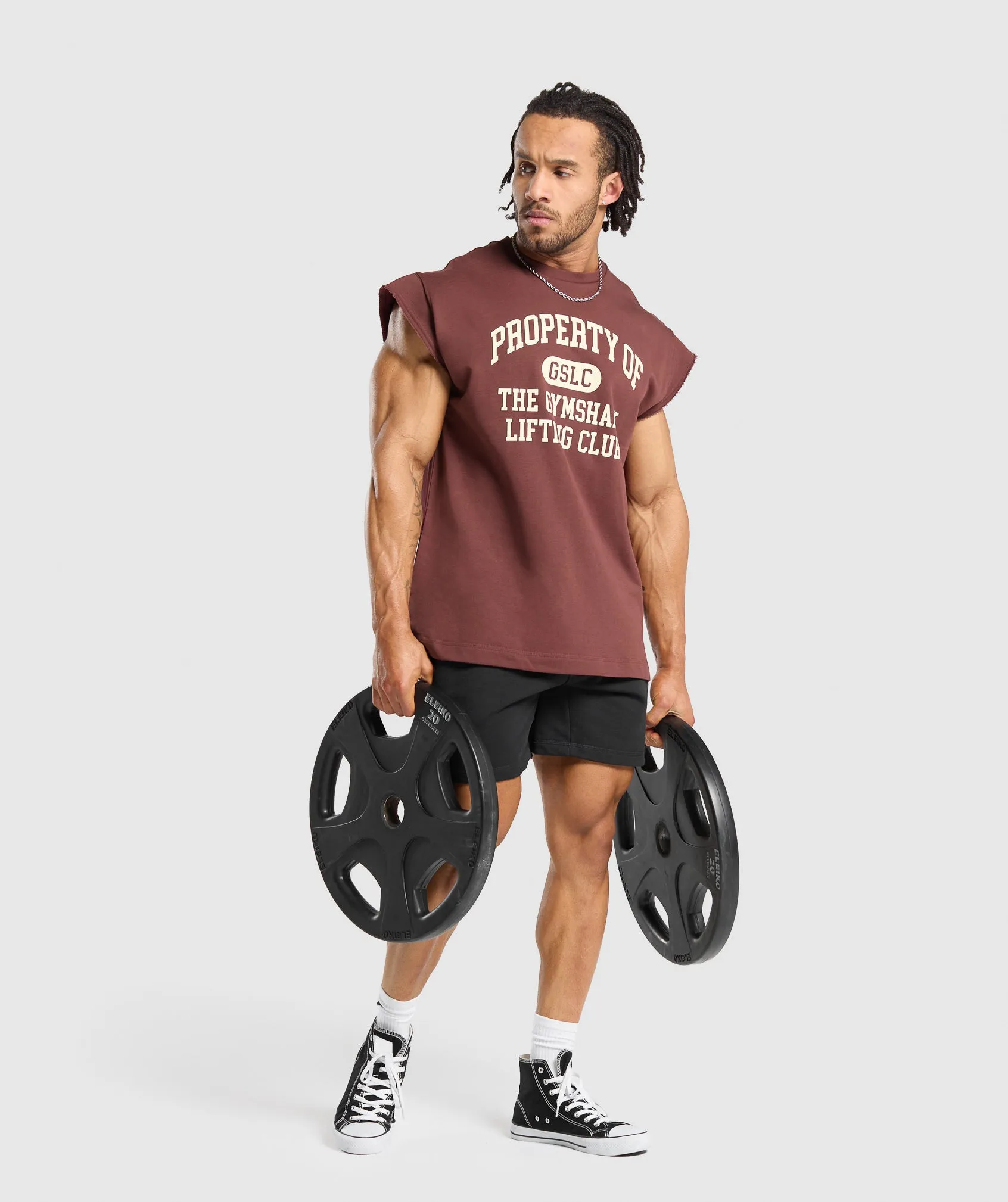 Property Of Cut Off Tank - Burgundy Brown sold by Gymshark product image thumbnail 4