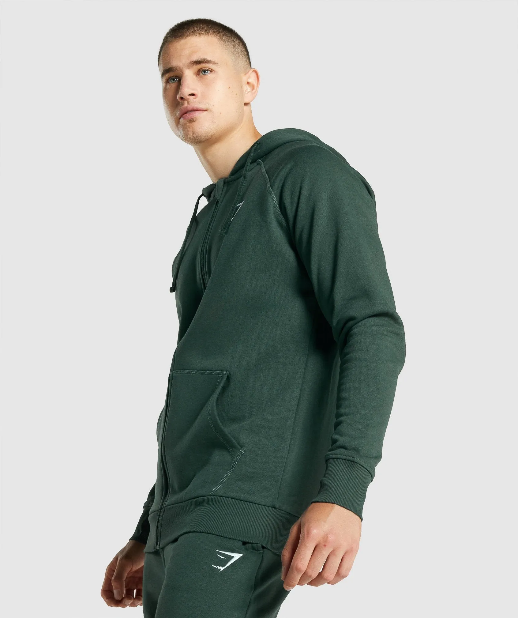 Gymshark Crest Zip Up Hoodie - Dark Green sold by Gymshark product image thumbnail 3