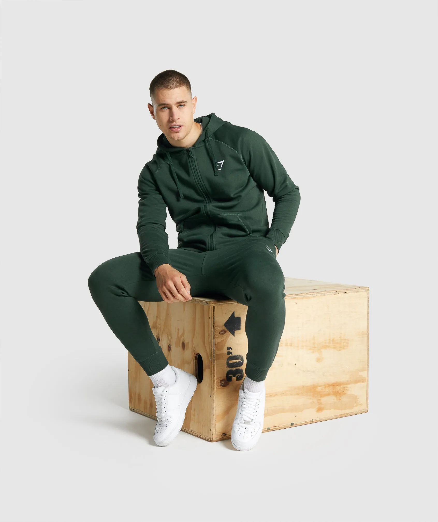 Gymshark Crest Zip Up Hoodie - Dark Green sold by Gymshark product image thumbnail 4