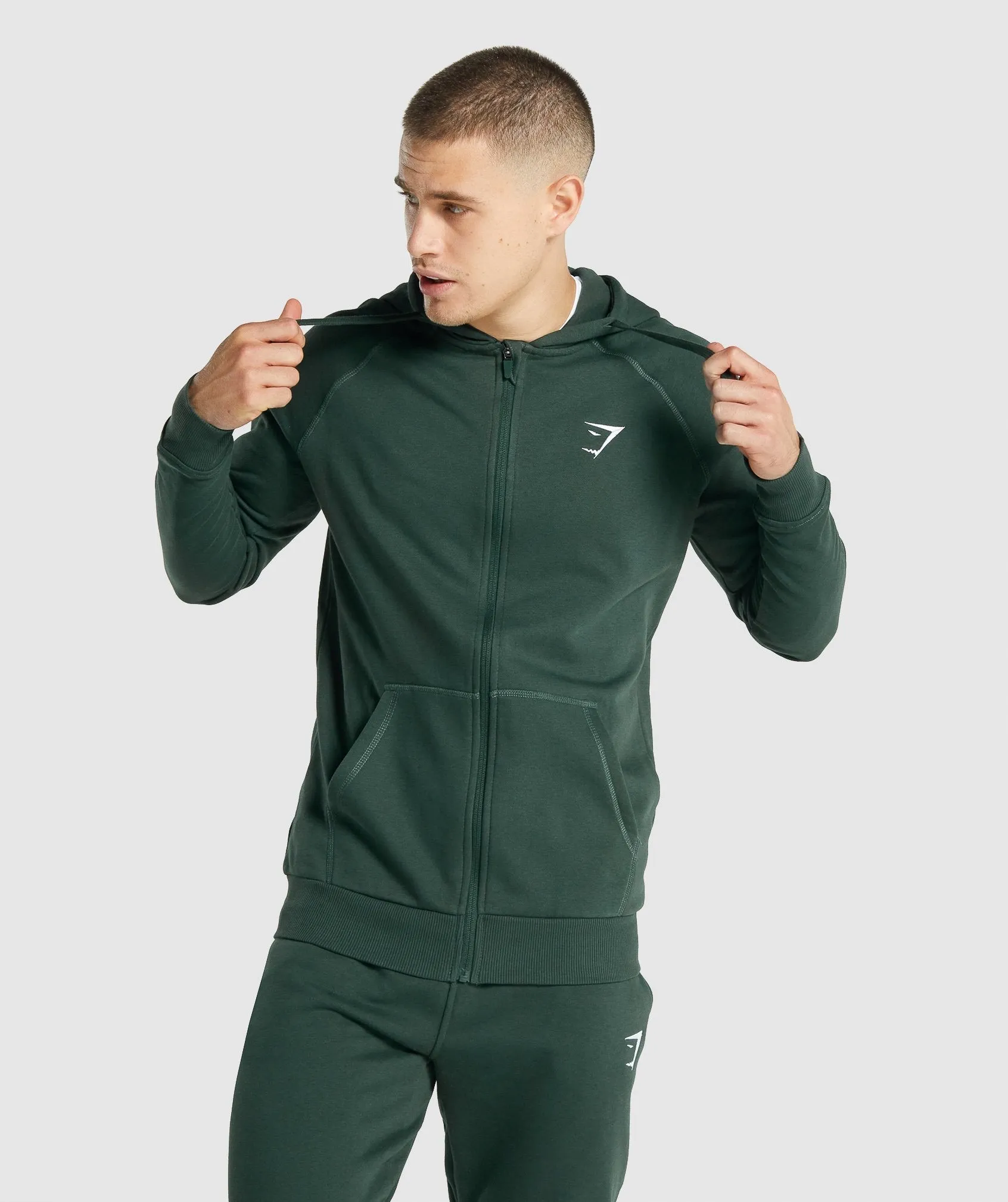 Gymshark Crest Zip Up Hoodie - Dark Green sold by Gymshark