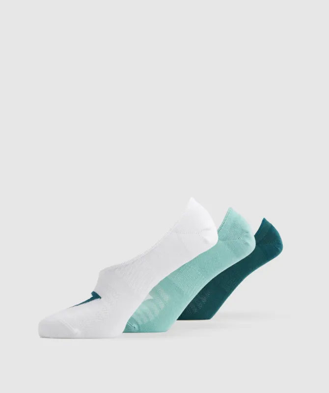 Gymshark No Show Socks 3pk - Winter Teal/Pearl Blue/White sold by Gymshark