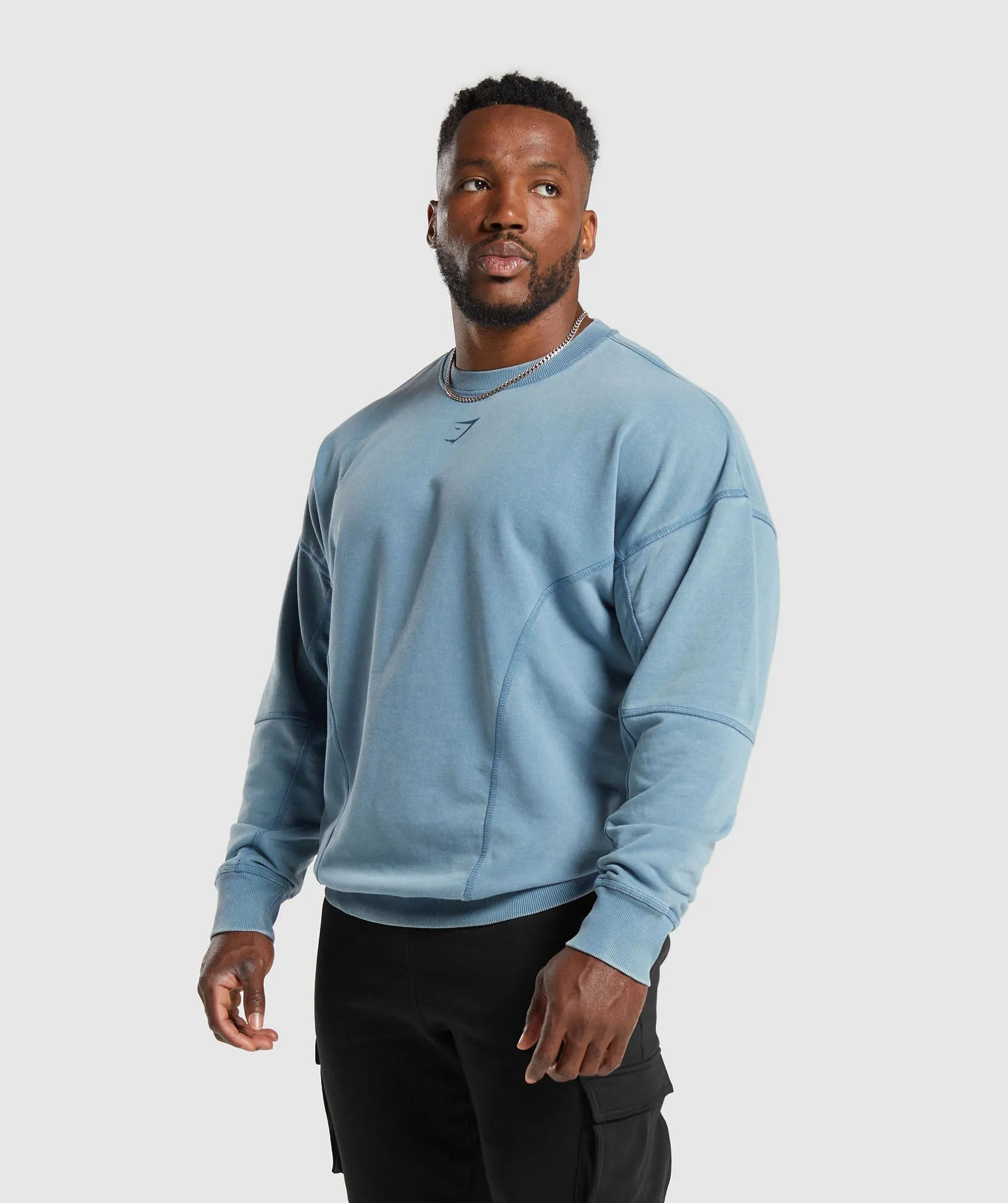 Gymshark Heritage Washed Crew - Faded Blue sold by Gymshark product image thumbnail 3