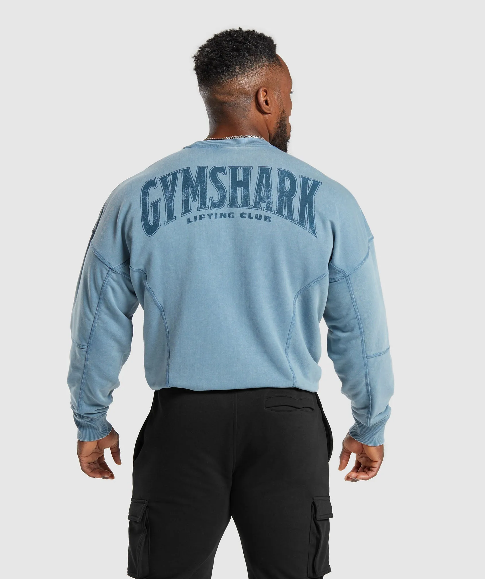 Gymshark Heritage Washed Crew - Faded Blue sold by Gymshark