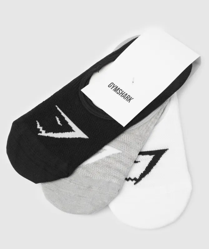 Gymshark No Show Socks 3pk - White/Light Grey Marl/Black sold by Gymshark