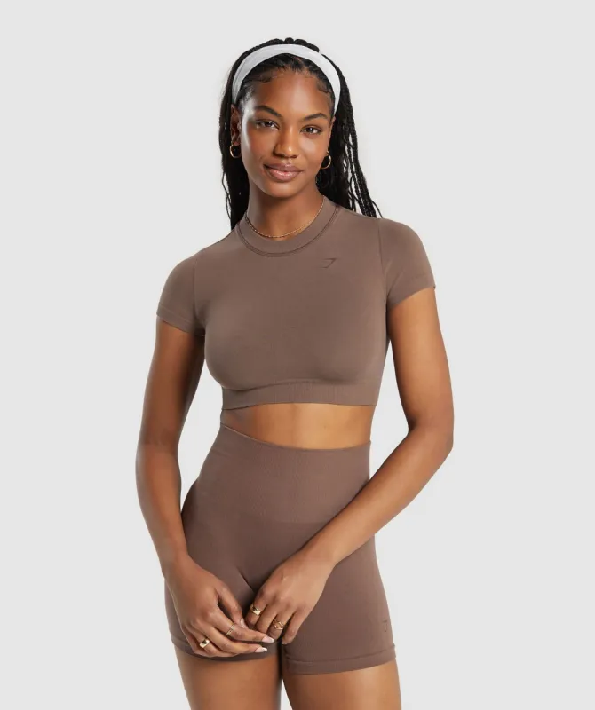 Gymshark Cotton Seamless Crop Top - Soft Brown sold by Gymshark