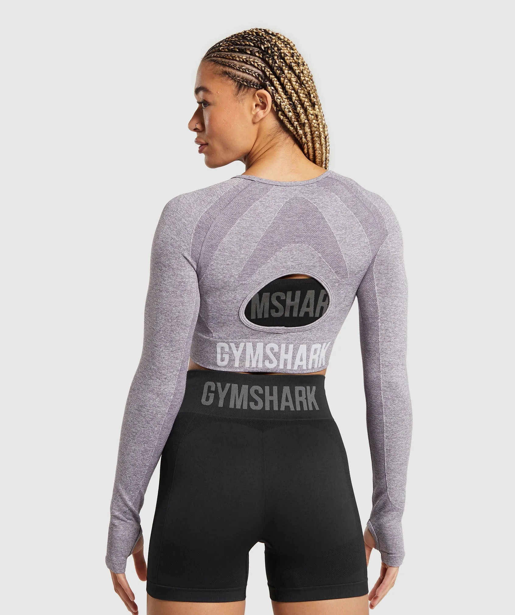 Gymshark Flex Long Sleeve Crop Top - Fog Purple/White sold by Gymshark product image thumbnail 2