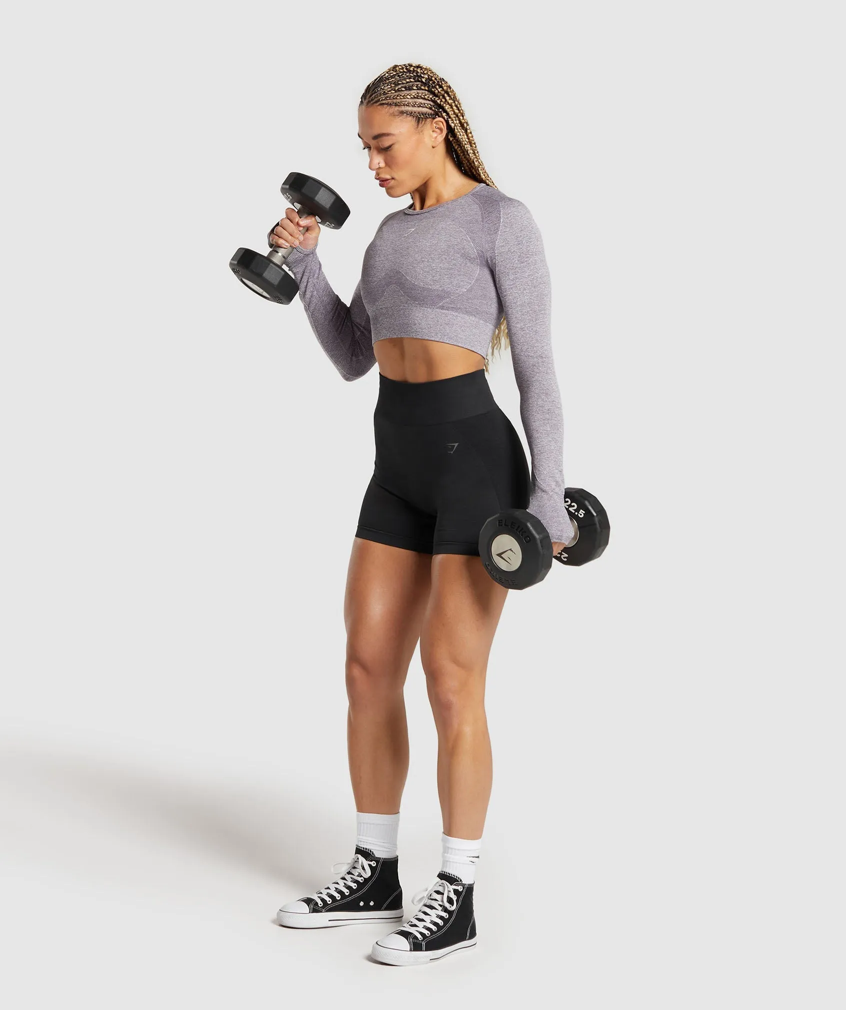 Gymshark Flex Long Sleeve Crop Top - Fog Purple/White sold by Gymshark product image thumbnail 4