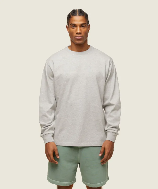 Gymshark everywear Relaxed Long Sleeve Tee - Light Grey Core Marl sold by Gymshark
