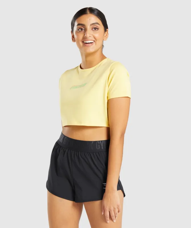 Gymshark Italic Graphic Crop Top - Yellow sold by Gymshark