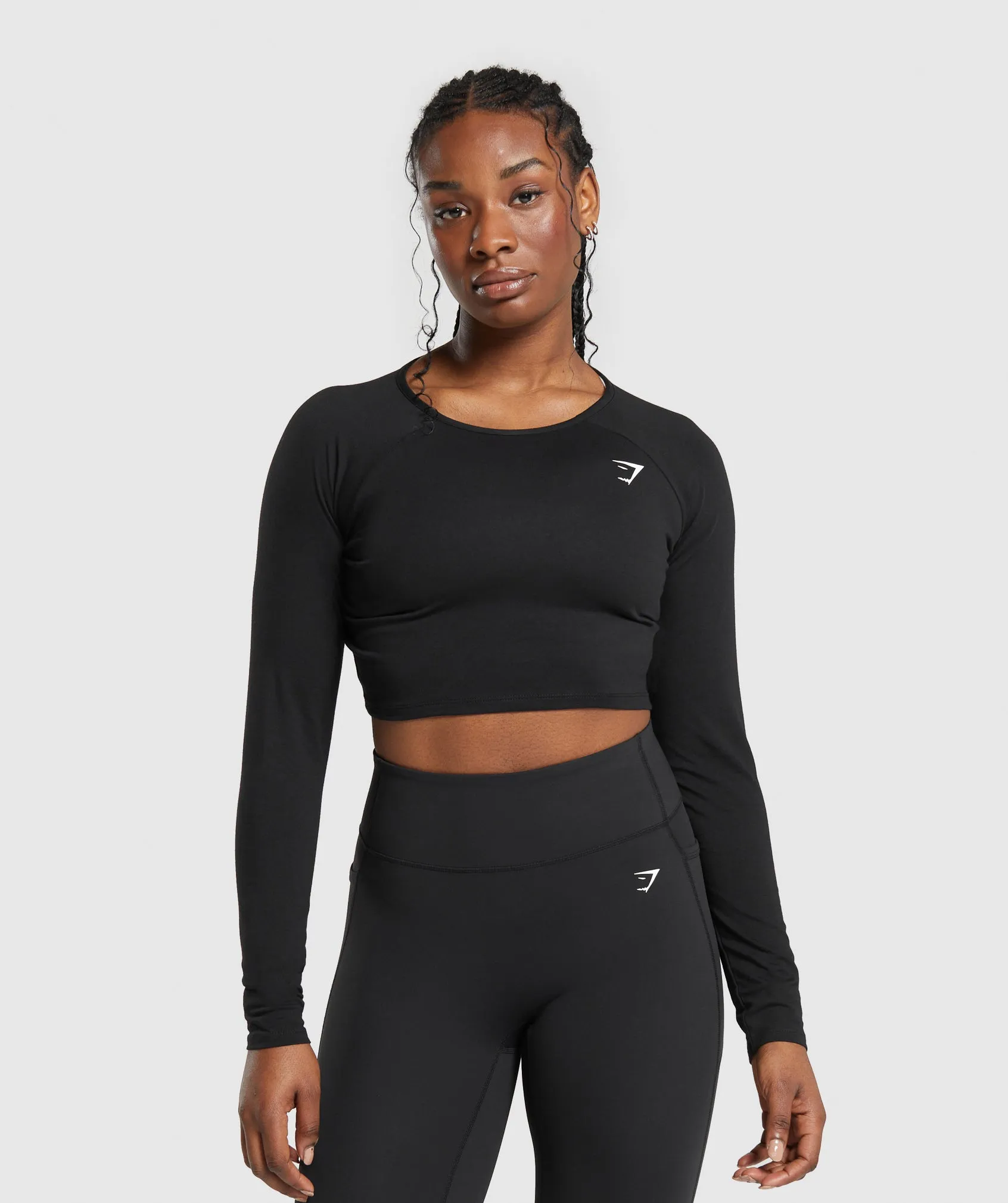 Gymshark Lifting Essential Long Sleeve Crop Top - Black sold by Gymshark
