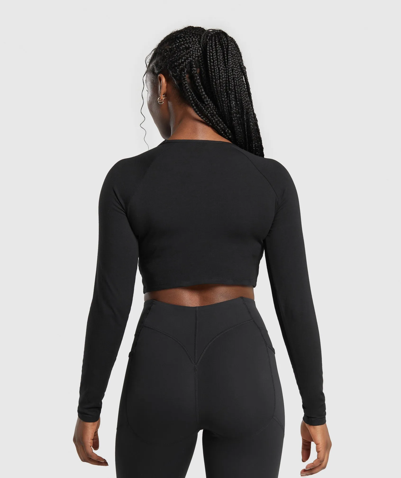 Gymshark Lifting Essential Long Sleeve Crop Top - Black sold by Gymshark product image thumbnail 2